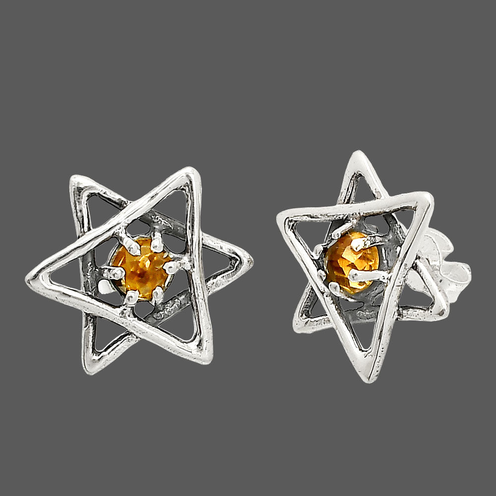Star of David - Natural Citrine Stud Earrings E-1024 SDE84481