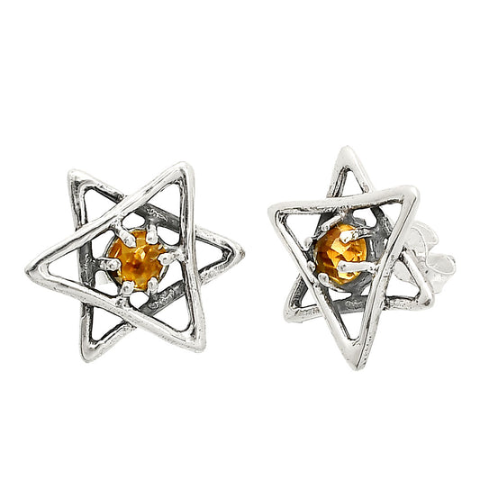 Star of David - Natural Citrine Stud Earrings E-1024 SDE84481