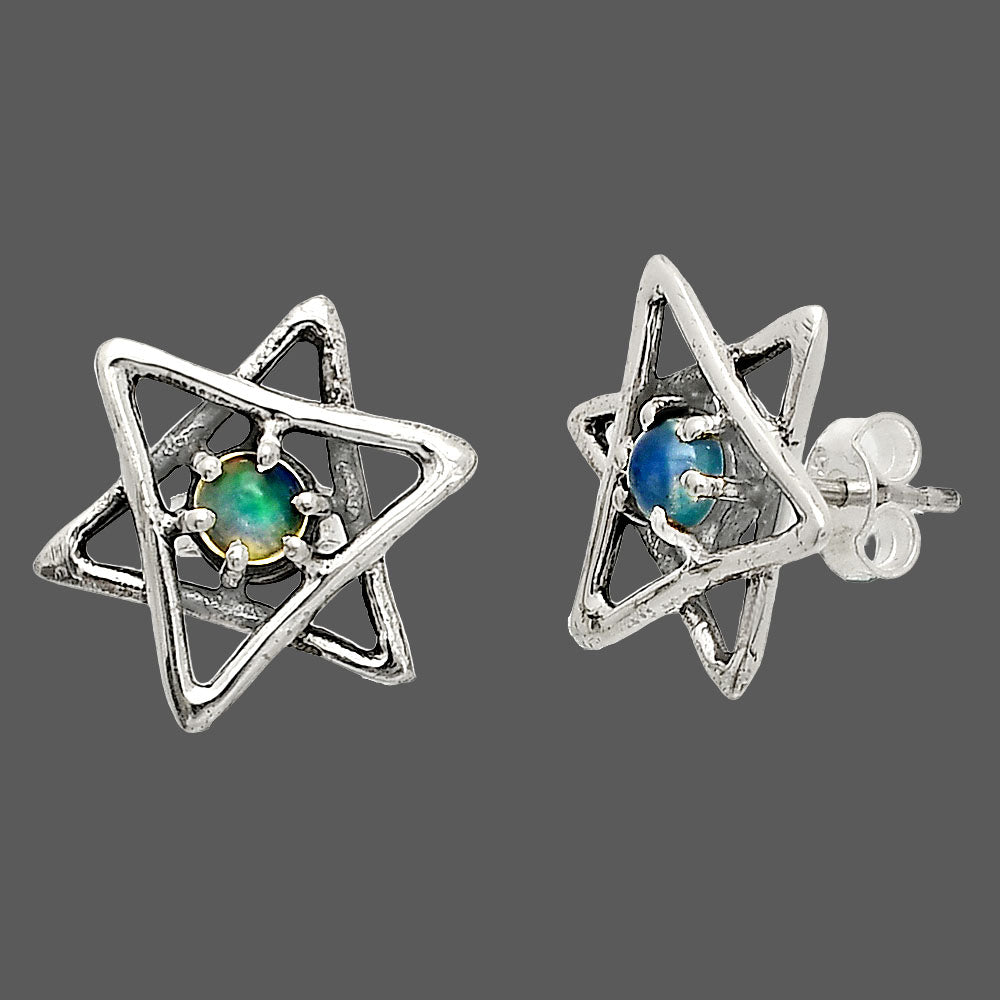 Star of David - Natural Ethiopian Opal Stud Earrings E-1024 SDE84488
