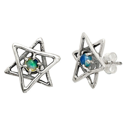 Star of David - Natural Ethiopian Opal Stud Earrings E-1024 SDE84488