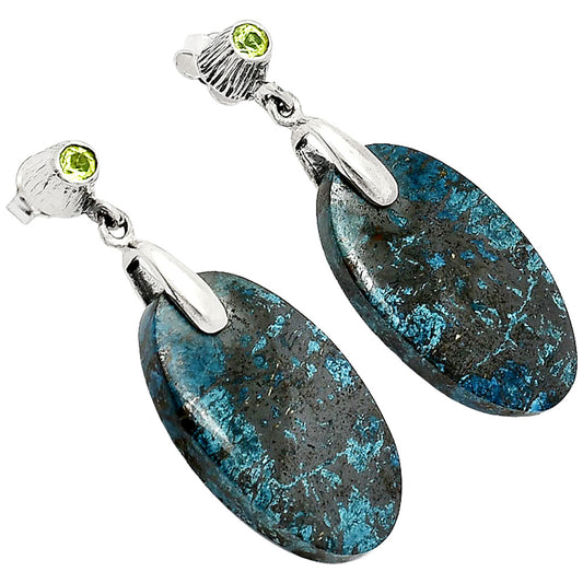 Natural Shattuckite - USA & Peridot Earrings E-1120 SDE84578