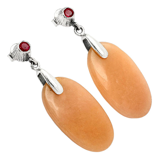 Natural Pink Aventurine & Ruby Earrings E-1120 SDE84579