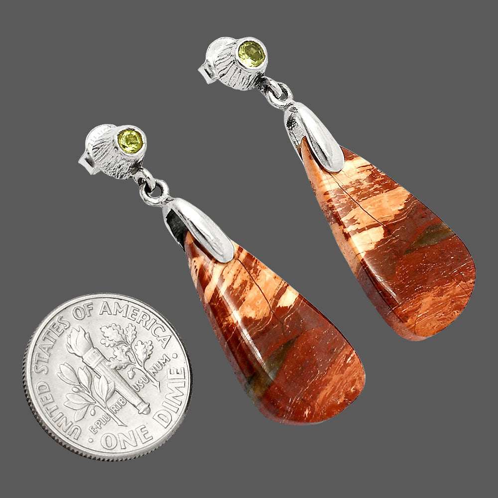 Natural Snake Skin Jasper & Peridot Earrings E-1120 SDE84629