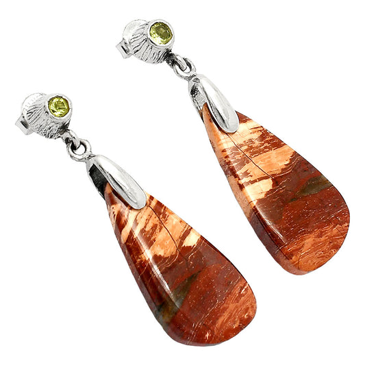 Natural Snake Skin Jasper & Peridot Earrings E-1120 SDE84629
