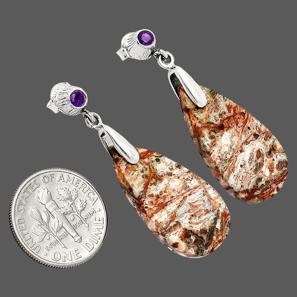 Leopard Skin Jasper & Amethyst Earrings E-1120 SDE84664