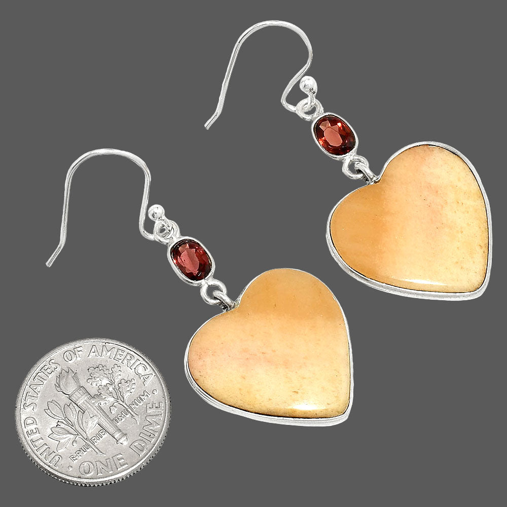 Heart - Pink Aventurine & Garnet Earrings E-1002 SDE84950