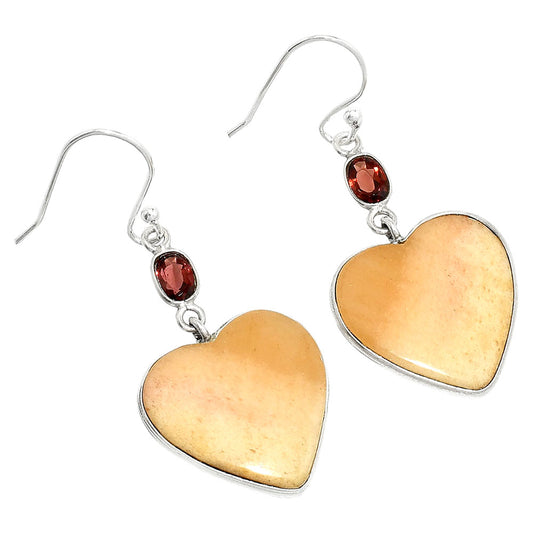 Heart - Pink Aventurine & Garnet Earrings E-1002 SDE84950