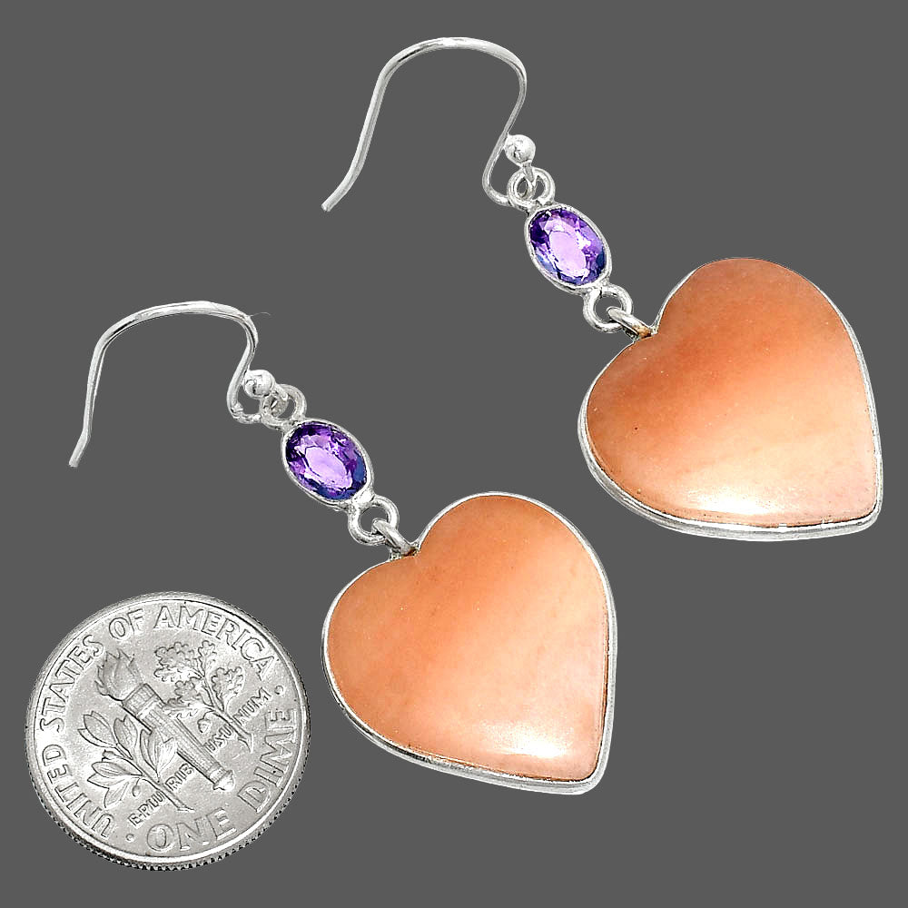Heart - Pink Aventurine & Amethyst Earrings E-1002 SDE84973
