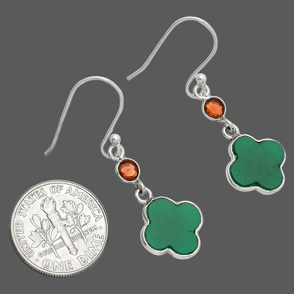 Natural Green Onyx & Garnet Earrings E-1006 SDE85177