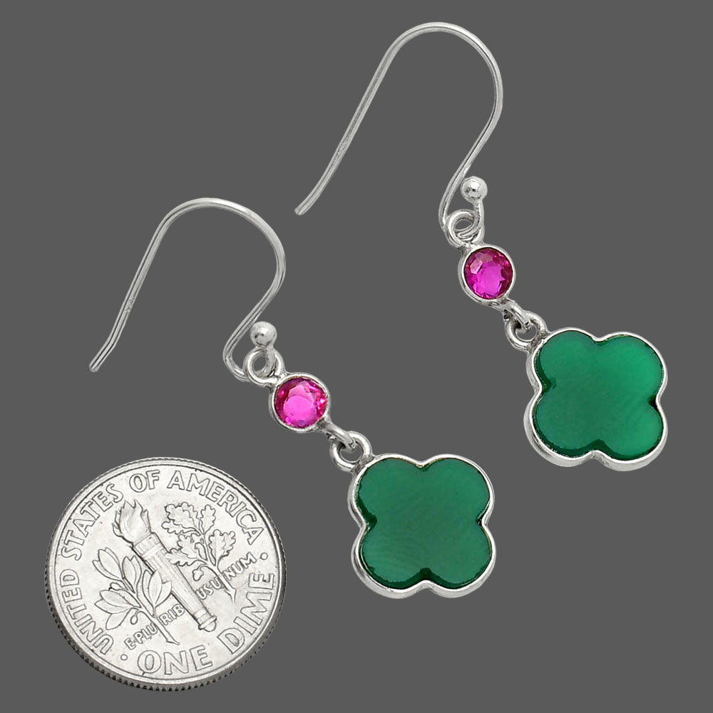 Natural Green Onyx & Ruby Earrings E-1006 SDE85180