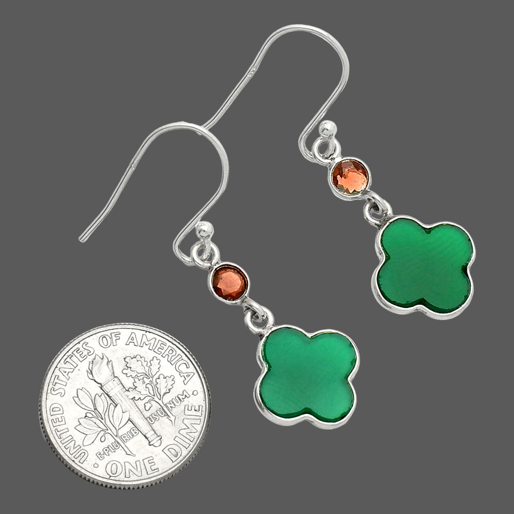 Natural Green Onyx & Garnet Earrings E-1006 SDE85181