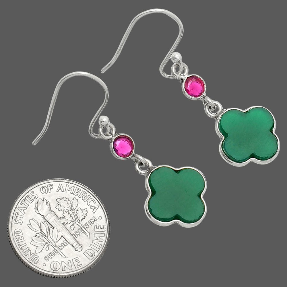 Natural Green Onyx & Ruby Earrings E-1006 SDE85186