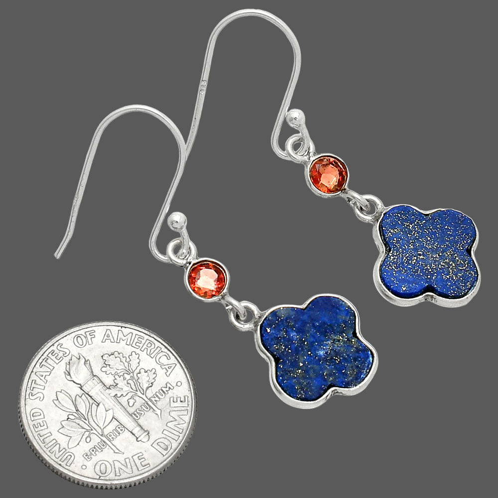 Lapis Lazuli - Afghanistan & Garnet Earrings E-1006 SDE85219