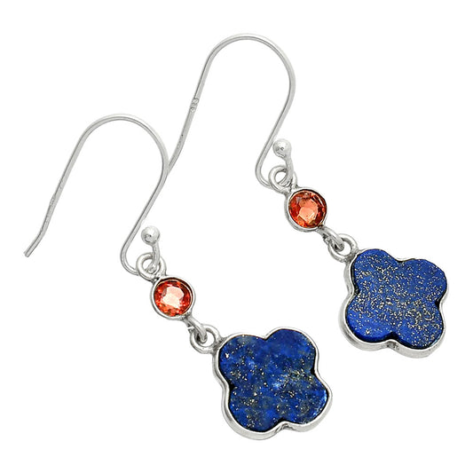 Lapis Lazuli - Afghanistan & Garnet Earrings E-1006 SDE85219