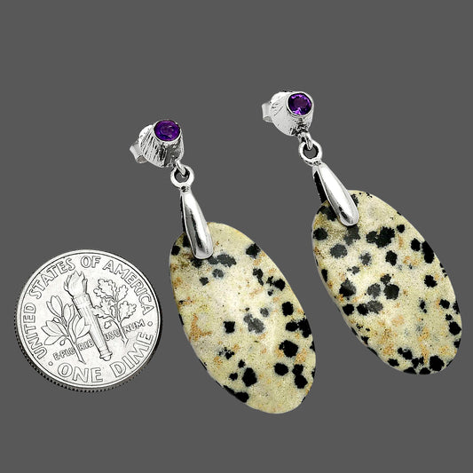 Natural Dalmatian & Amethyst Earrings E-1120 SDE85234
