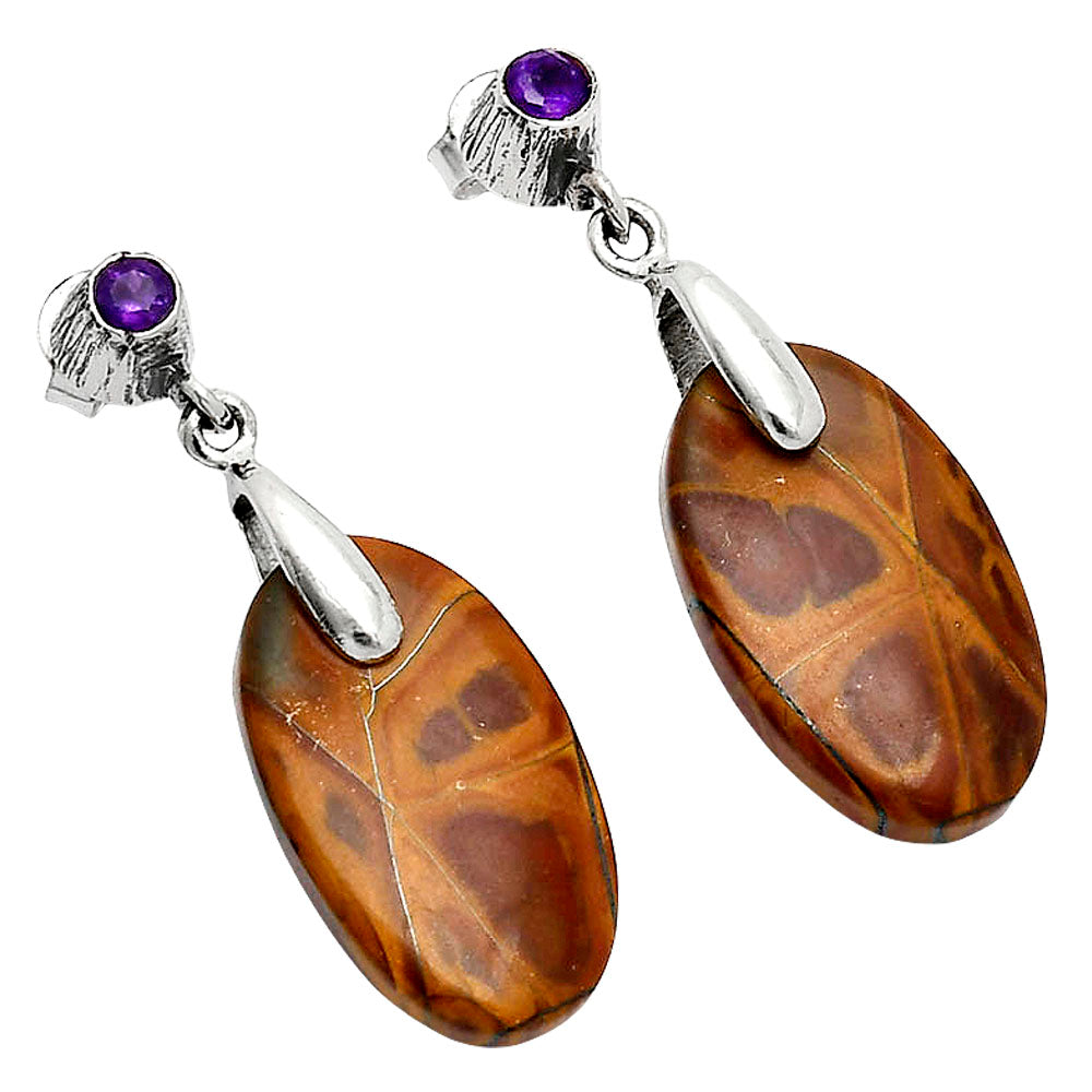 Natural Noreena Jasper & Amethyst Earrings E-1120 SDE85241
