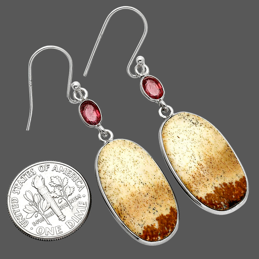 Natural Picture Jasper & Garnet Earrings E-1002 SDE85331