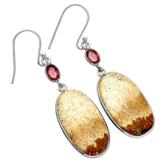 Natural Picture Jasper & Garnet Earrings E-1002 SDE85331
