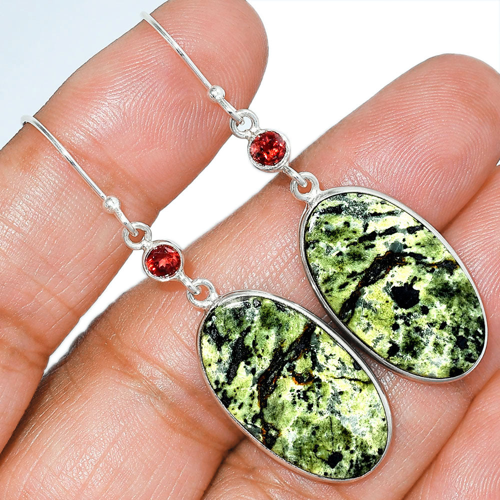 Natural Serpentine & Garnet Earrings E-1002 SDE85391