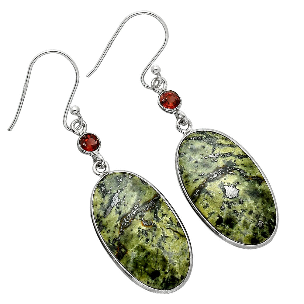 Natural Serpentine & Garnet Earrings E-1002 SDE85391