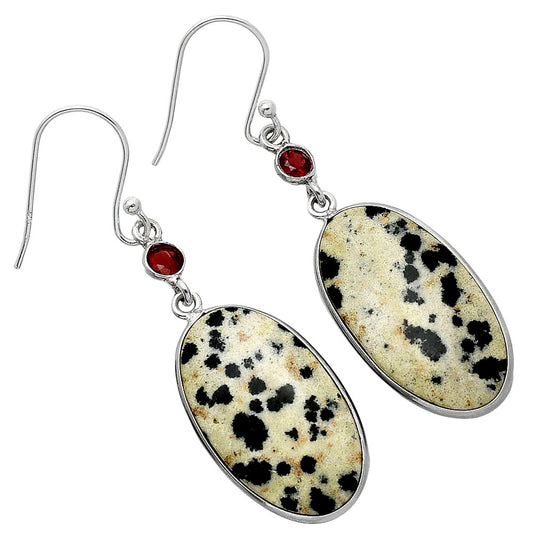 Natural Dalmatian & Garnet Earrings E-1002 SDE85416