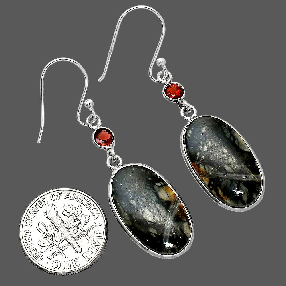 Natural Picasso Jasper & Garnet Earrings E-1002 SDE85446