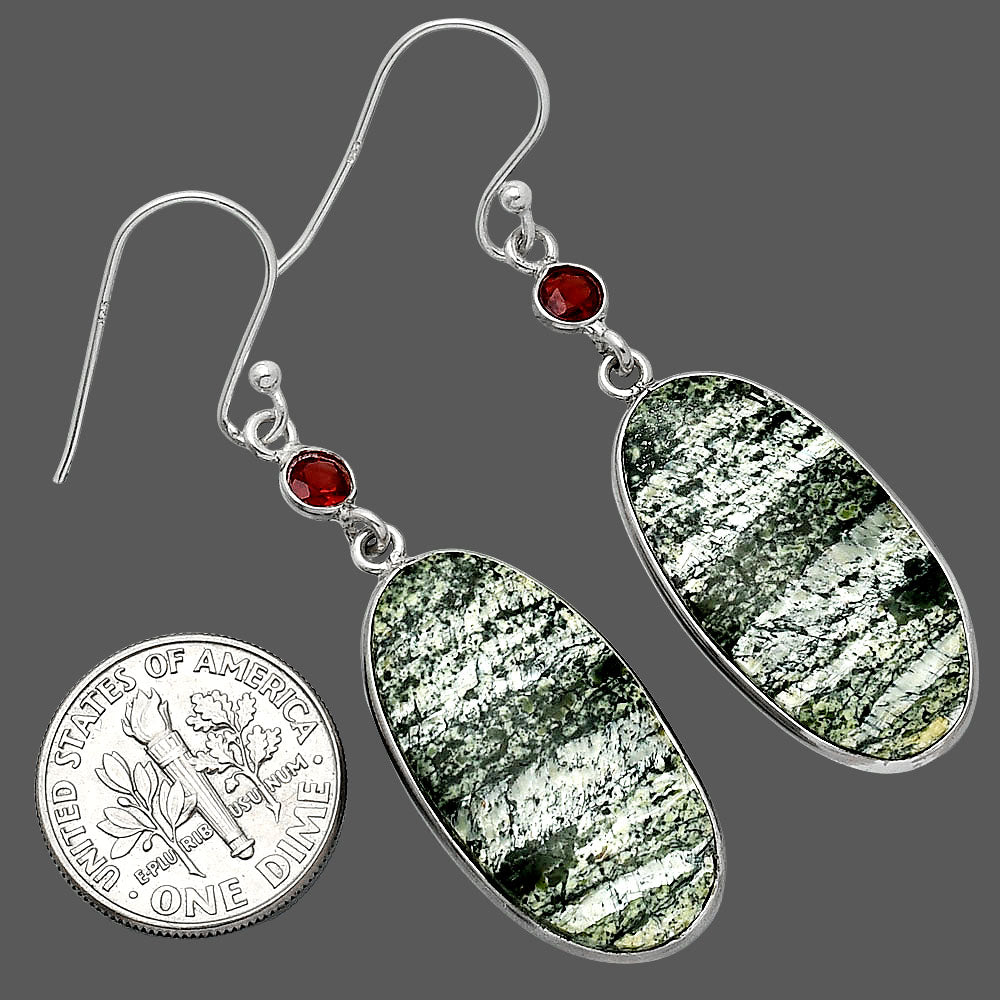 Natural Natural Chrysotile & Garnet Earrings E-1002 SDE85447