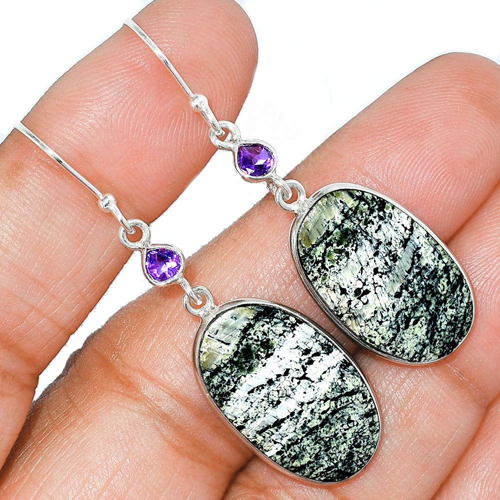 Natural Chrysotile & Amethyst Earrings E-1002 SDE85472