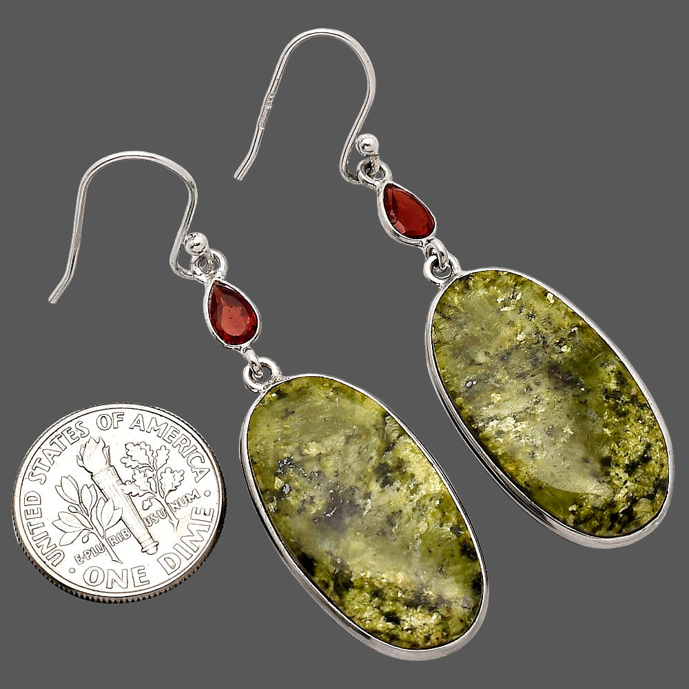 Natural Serpentine & Garnet Earrings E-1002 SDE85585