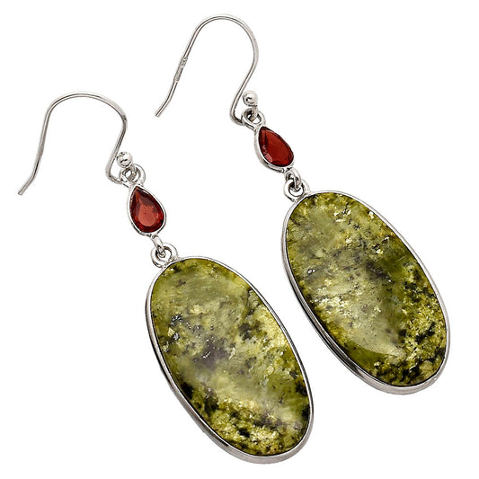 Natural Serpentine & Garnet Earrings E-1002 SDE85585
