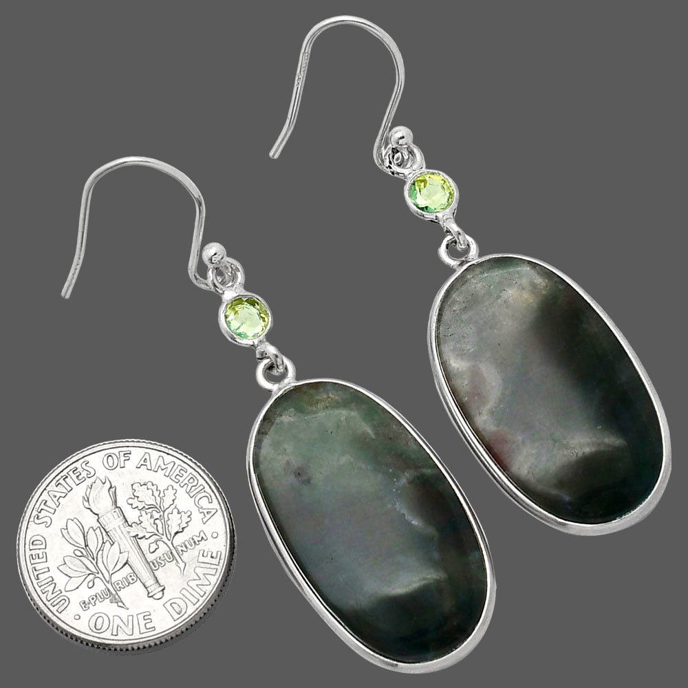 Natural Texas Moss Agate & Peridot Earrings E-1002 SDE85778