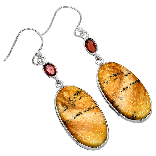 Natural Picture Jasper & Garnet Earrings E-1002 SDE85819