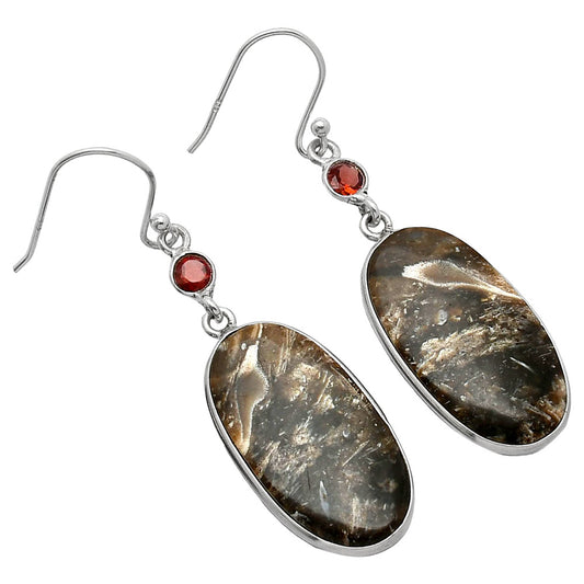 Natural Bat Cave Jasper & Garnet Earrings E-1002 SDE85870