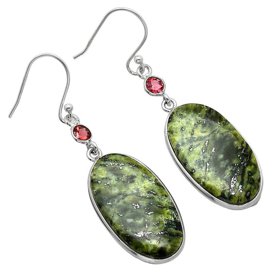 Natural Serpentine & Garnet Earrings E-1002 SDE85898