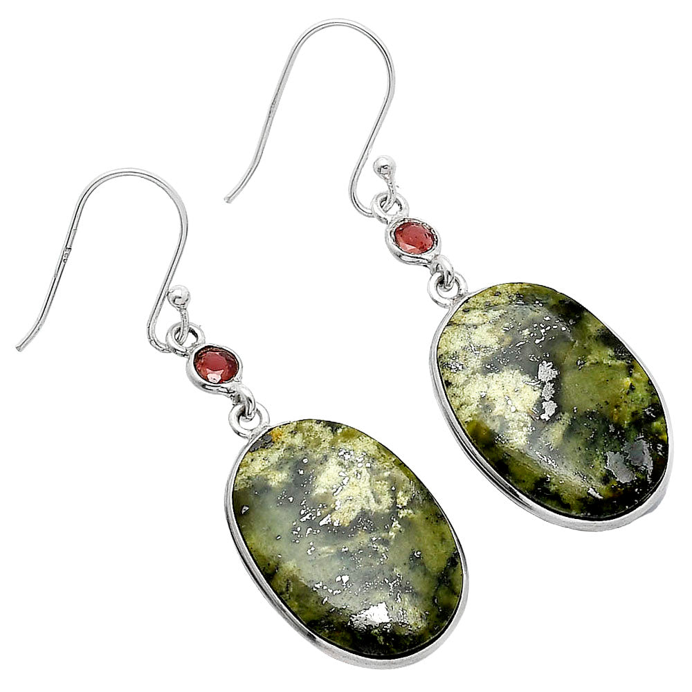 Natural Serpentine & Garnet Earrings E-1002 SDE85900