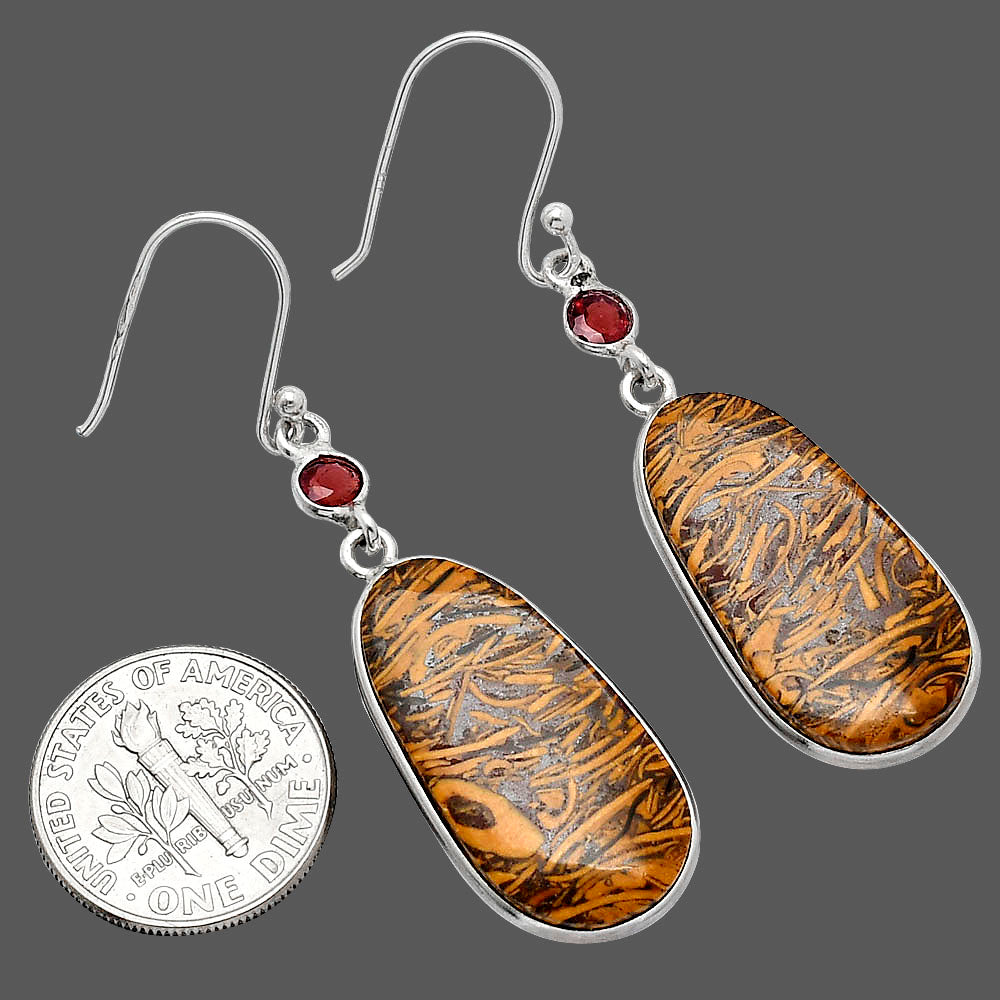 Coquina Fossil Jasper & Garnet Earrings E-1002 SDE85902