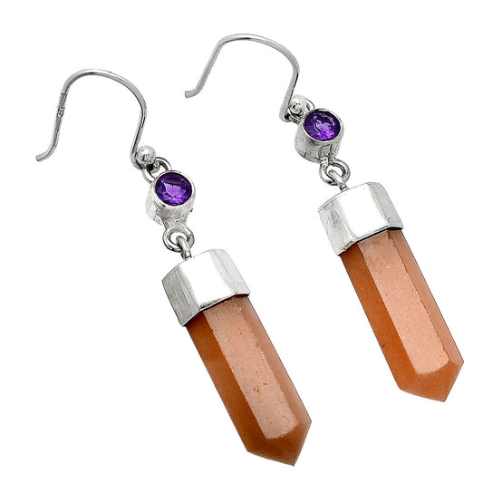 Point - Natural Sunstone & Amethyst Earrings E-1135 SDE86002