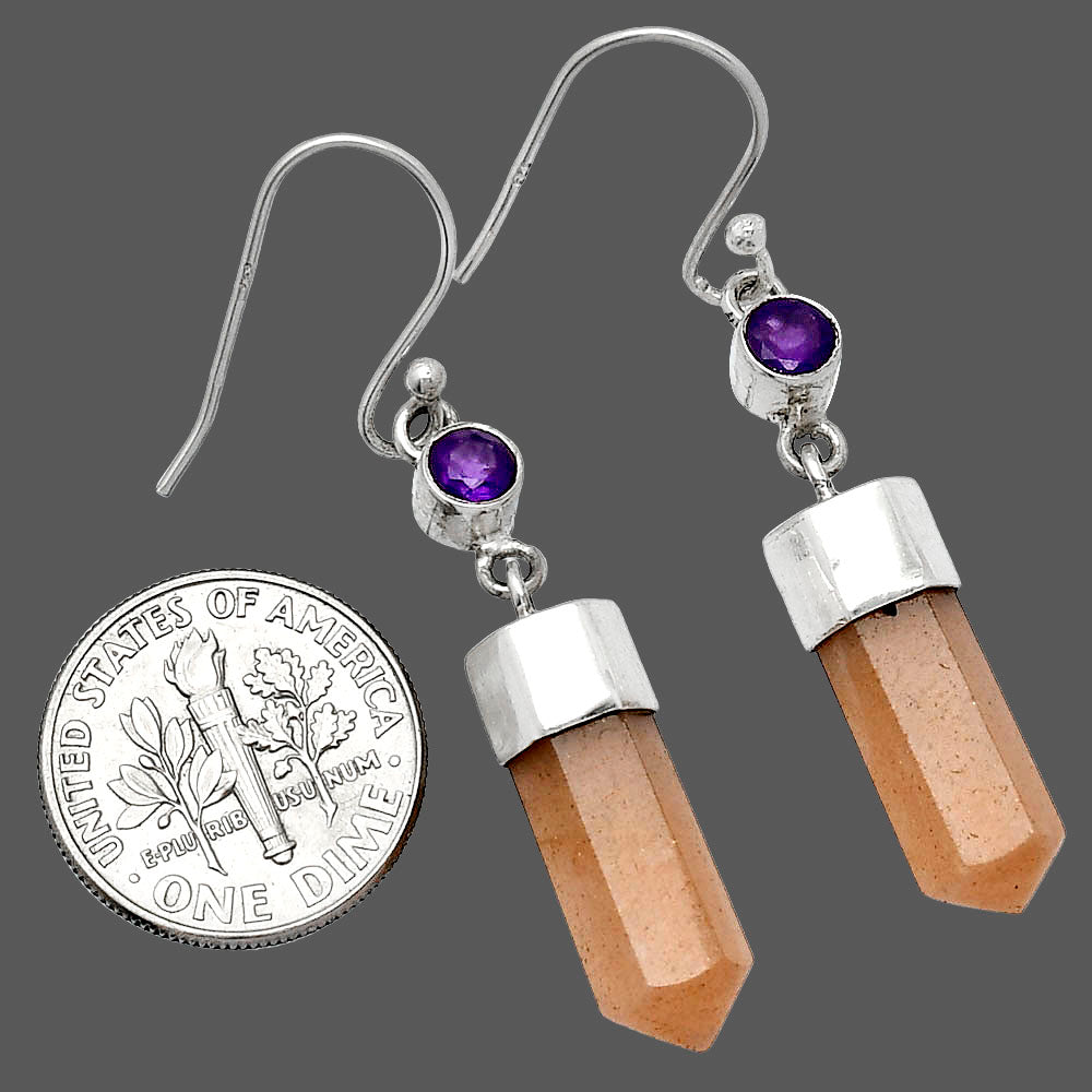 Point - Natural Sunstone & Amethyst Earrings E-1135 SDE86005