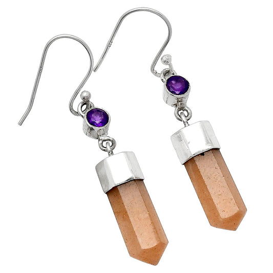 Point - Natural Sunstone & Amethyst Earrings E-1135 SDE86005
