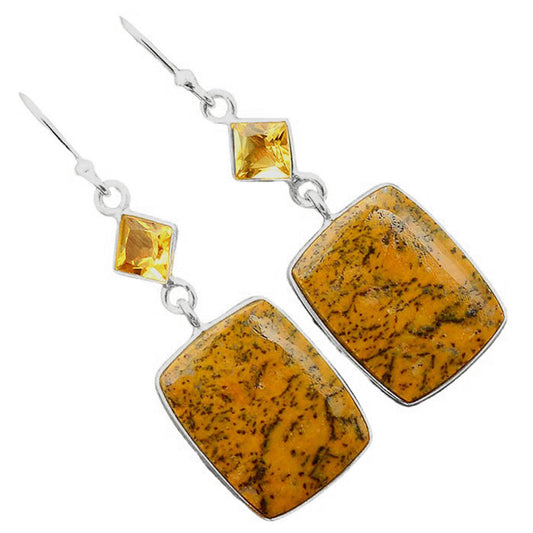 Natural Russian Honey Dendrite Opal & Citrine Earrings E-1002 SDE86148