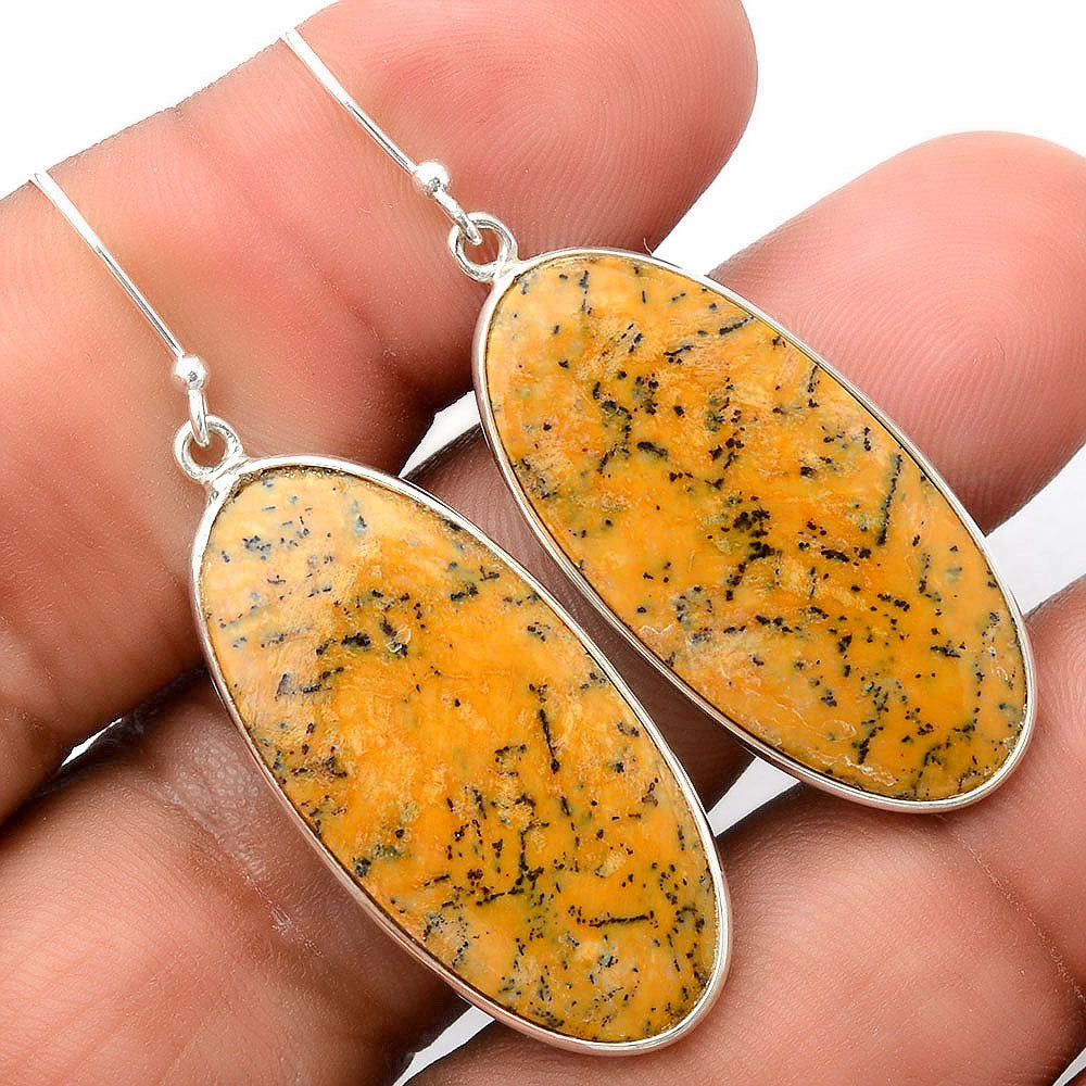 Natural Russian Honey Dendrite Opal Earrings E-1001 SDE86254