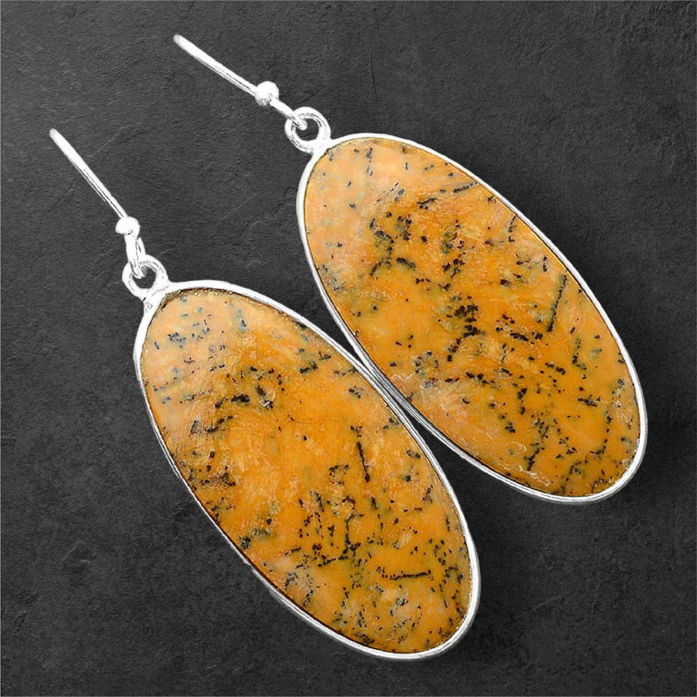 Natural Russian Honey Dendrite Opal Earrings E-1001 SDE86254