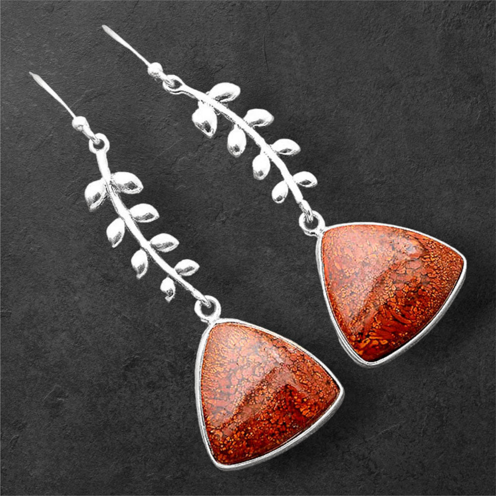 Natural Red Moss Agate Earrings E-1238 SDE86362