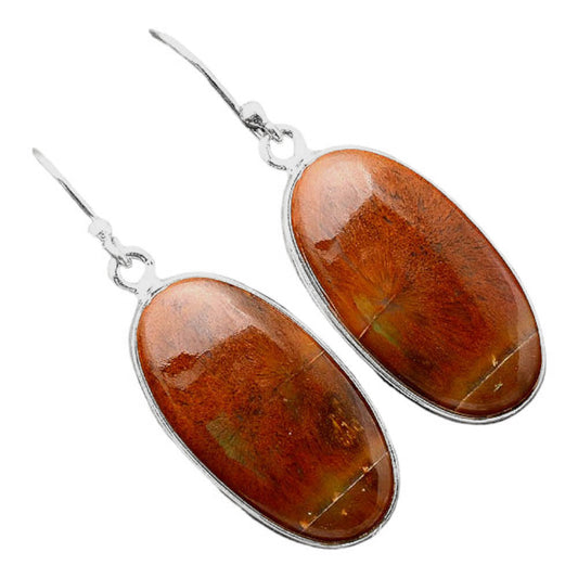 Natural Red Moss Agate Earrings E-1001 SDE86435