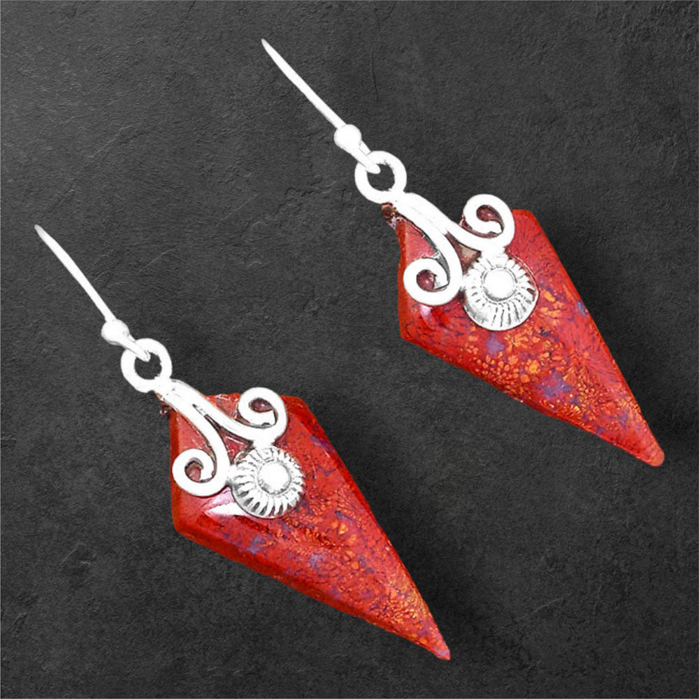 Natural Red Moss Agate Earrings E-1137 SDE86477