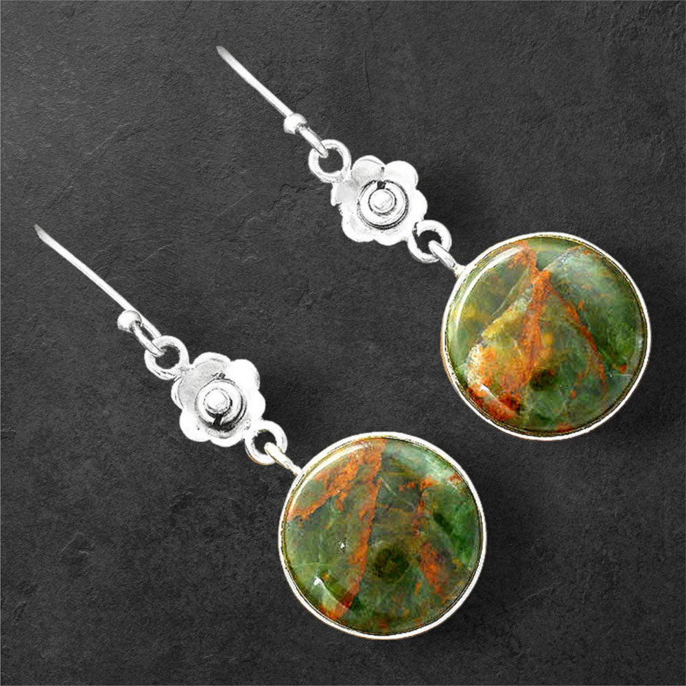 Turkish Rainforest Chrysocolla Earrings E-1237 SDE86486