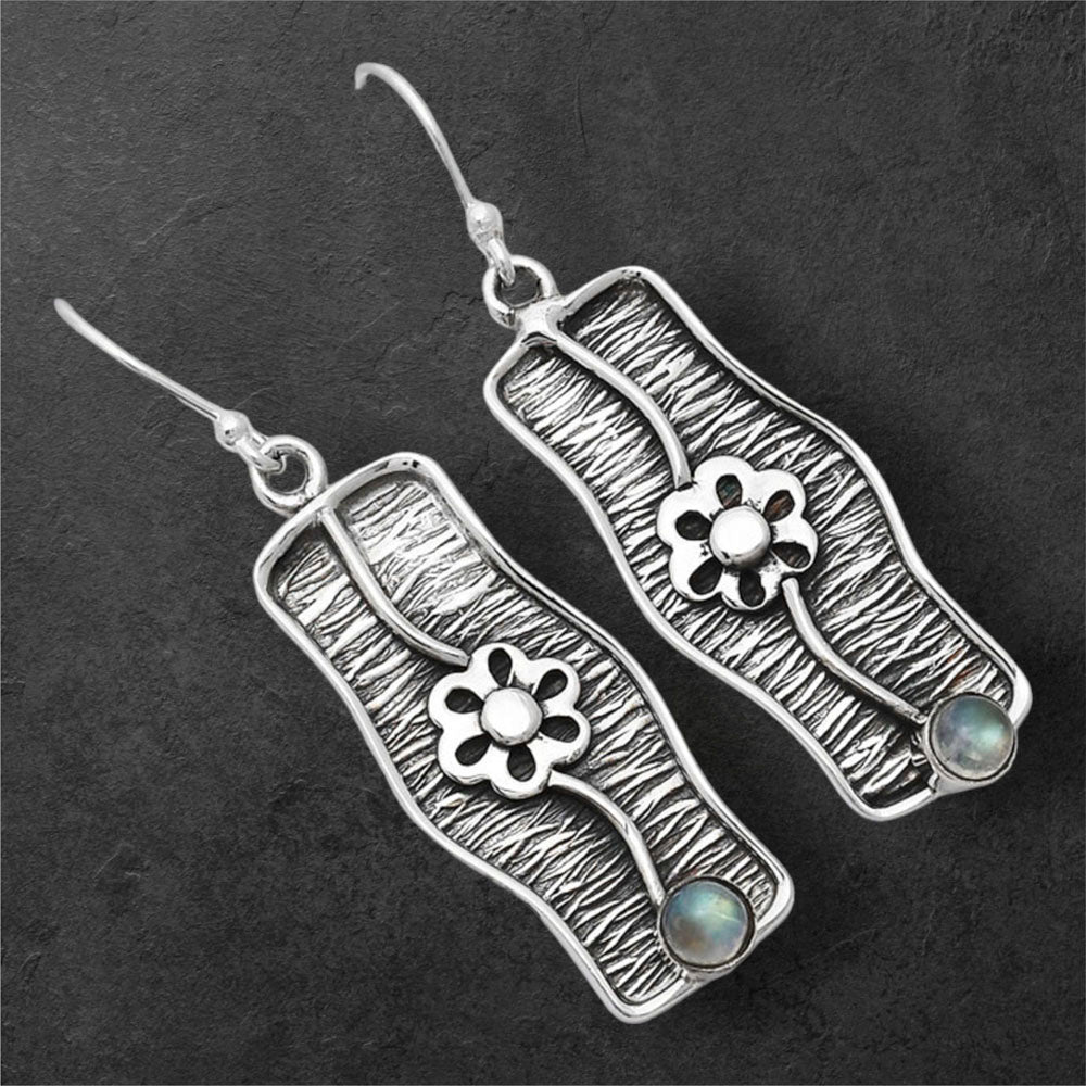 Natural Rainbow Moonstone - India Earrings E-1179 SDE86582