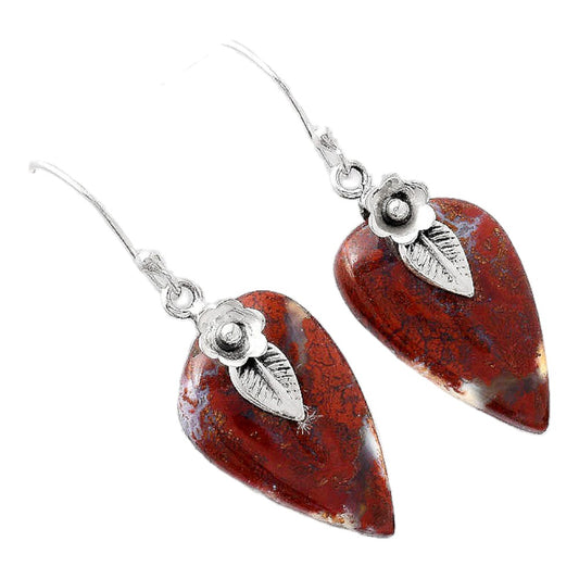Natural Red Moss Agate Earrings E-1137 SDE86781