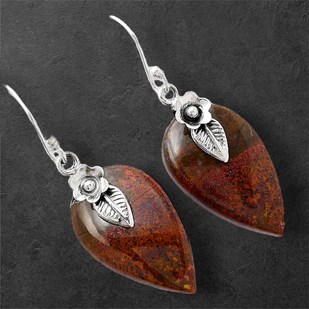 Natural Red Moss Agate Earrings E-1137 SDE86782