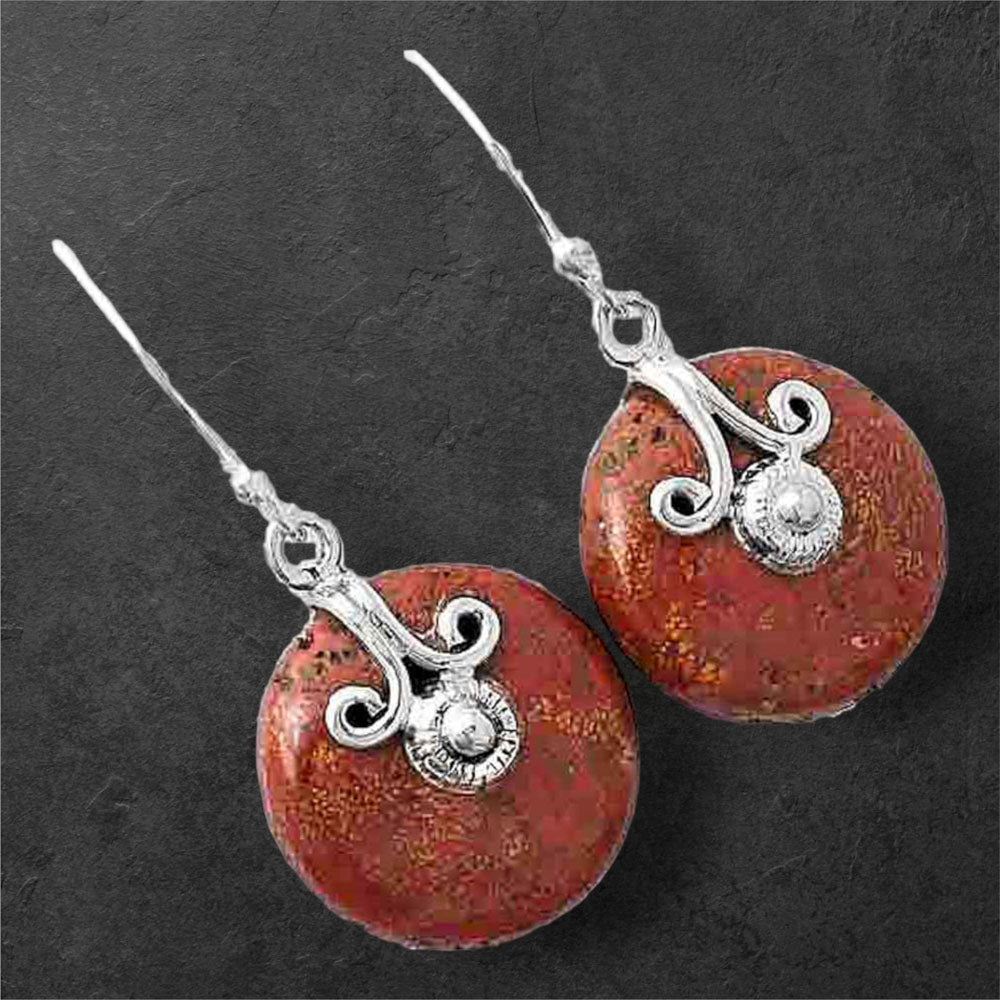 Natural Red Moss Agate Earrings E-1137 SDE86837